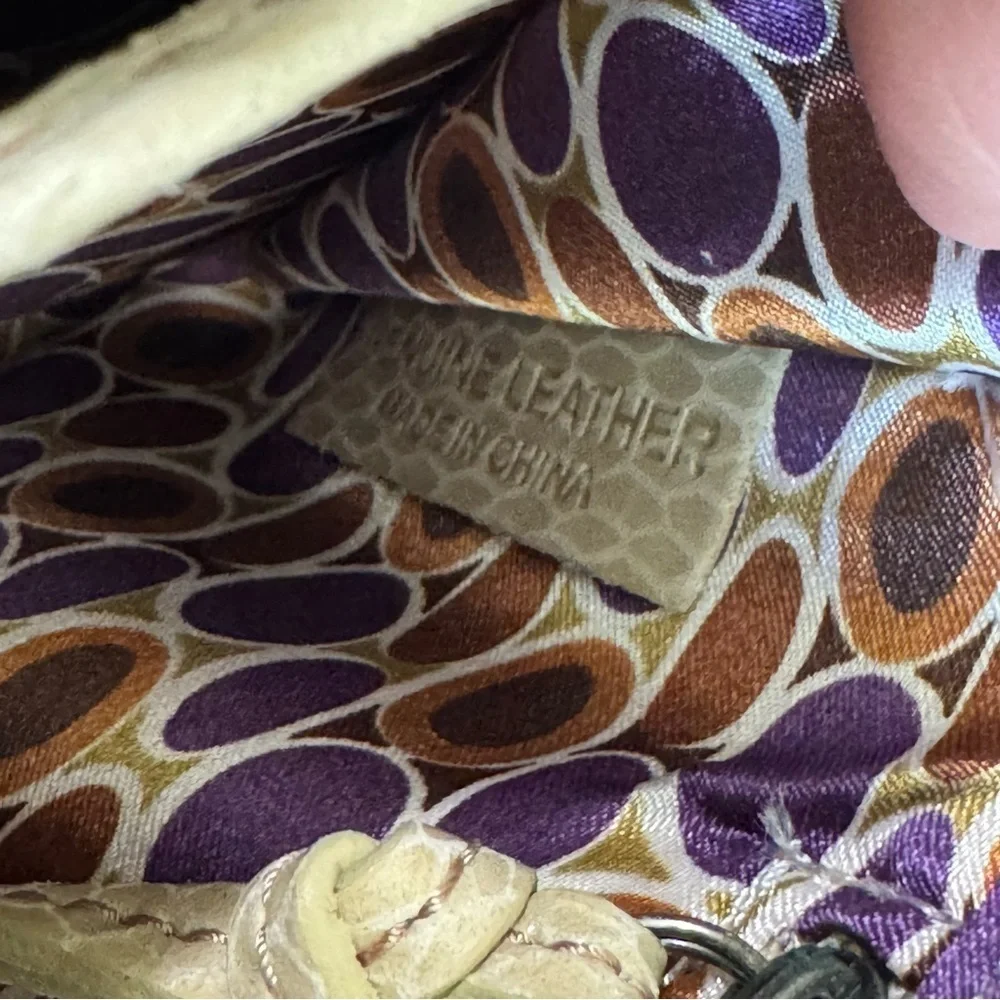 Fossil SL9966 Bone Cream Leather Clutch Wallet Bronze Python Print Organizer NWT